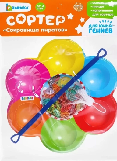 Zabiaka. Сортер на 6 цветов "Сокровища капитана Флинта/пиратов" с пинцетом: купить с доставкой по Кипру или в книжных магазинах Букберри в Лимасоле, Ларнаке и Пафосе