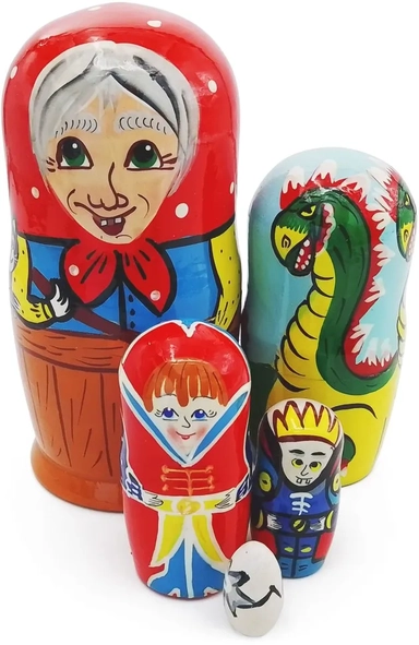 Матрешка "Герои русских сказок- Баба-Яга и др.": купить с доставкой по Кипру или в книжных магазинах Букберри в Лимасоле, Ларнаке и Пафосе