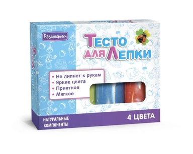 Развивашки.П100 Тесто для лепки в коробке 4 цвета, 100 гр: купить с доставкой по Кипру или в книжных магазинах Букберри в Лимасоле, Ларнаке и Пафосе