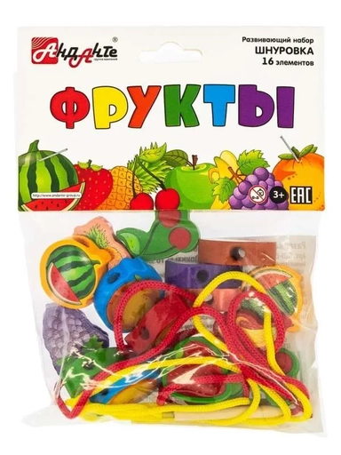 Анданте. RDI-D004a Развивающий набор шнуровка "Фрукты" 16 эл-в: купить с доставкой по Кипру или в книжных магазинах Букберри в Лимасоле, Ларнаке и Пафосе
