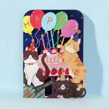 Открытка с вырубкой // Original Paper Cut Art Blossom Birthday cats (AL244): купить с доставкой по Кипру или в книжных магазинах Букберри в Лимасоле, Ларнаке и Пафосе
