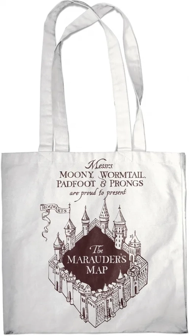 Сумка-шоппер. Карта мародеров (белая, 38х42 см, длина ручек 58 см): купить с доставкой по Кипру или в книжных магазинах Букберри в Лимасоле, Ларнаке и Пафосе